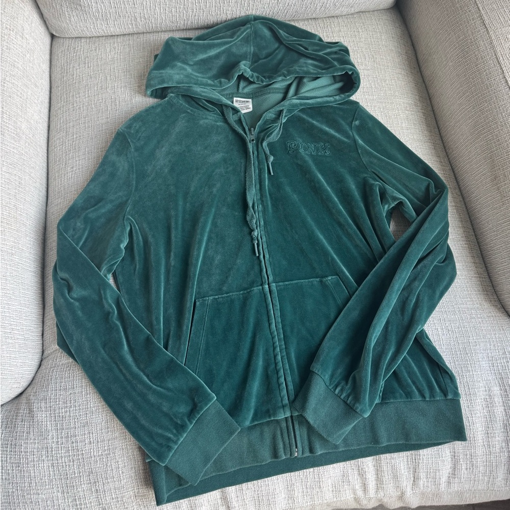 PINK Victoria's Secret Velour Full Zip Sweater